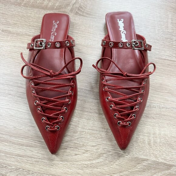 New Jeffrey Campbell Jaskier Lace-up Pointed Flat Mules Red 7 - Picture 8 of 15